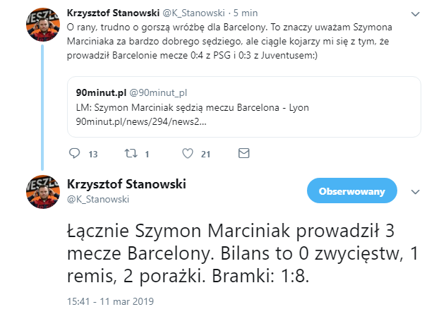 FATALNY bilans Barcy w meczach, których sędzią był Szymon Marciniak xD